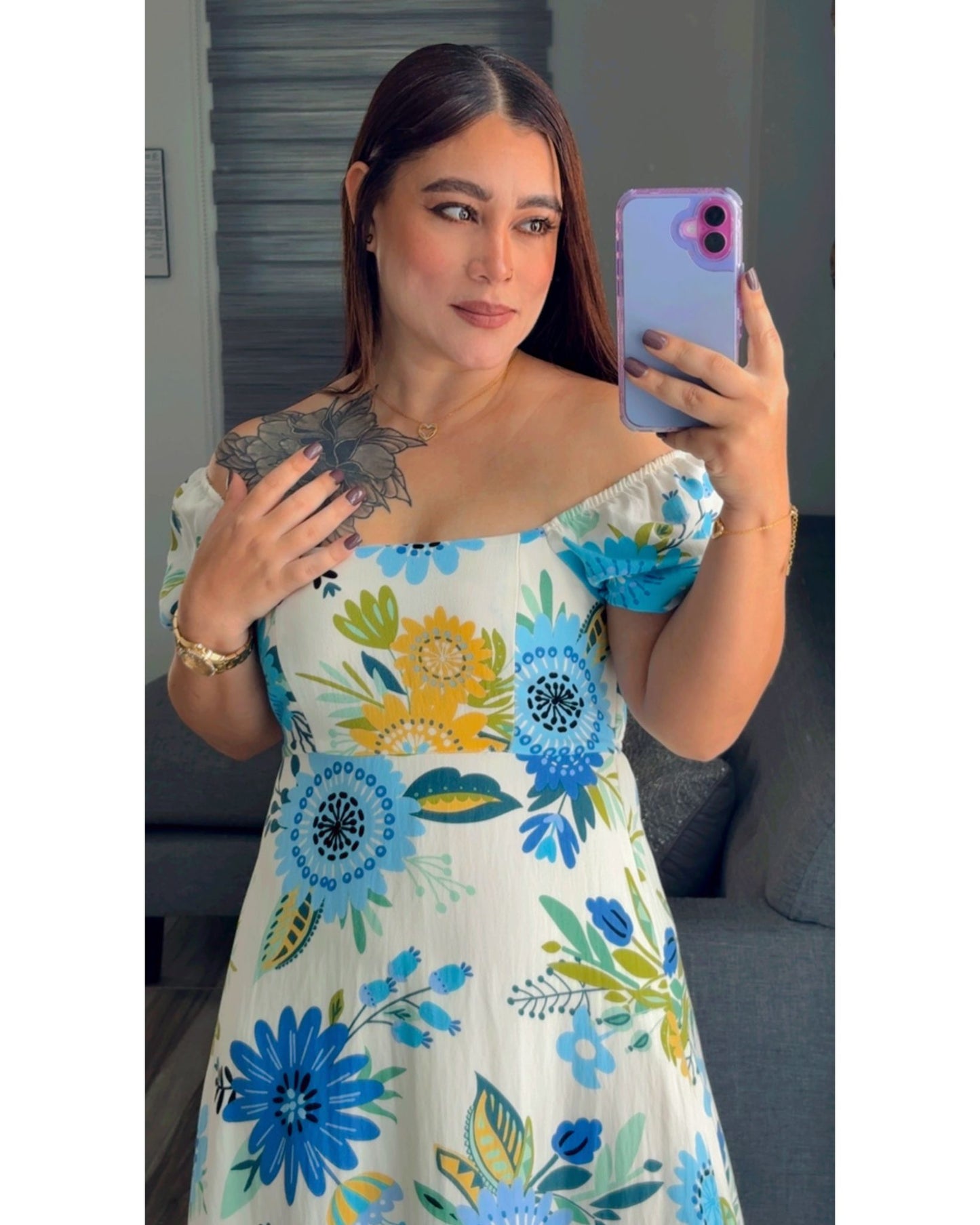 FLOWERS MIDI DRESS