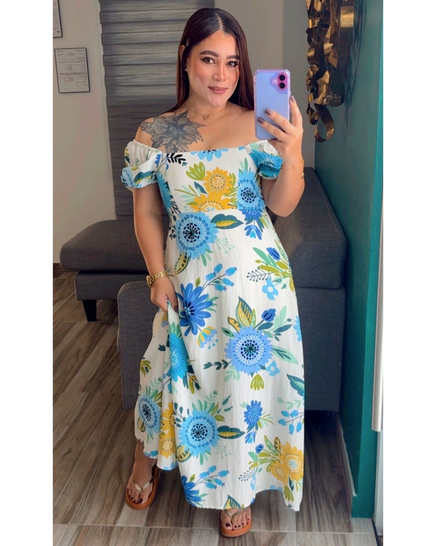 FLOWERS MIDI DRESS