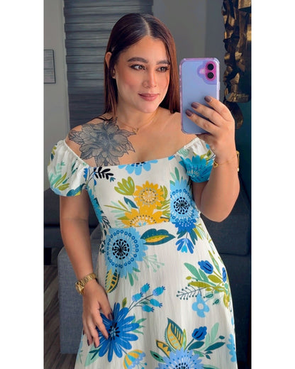 FLOWERS MIDI DRESS