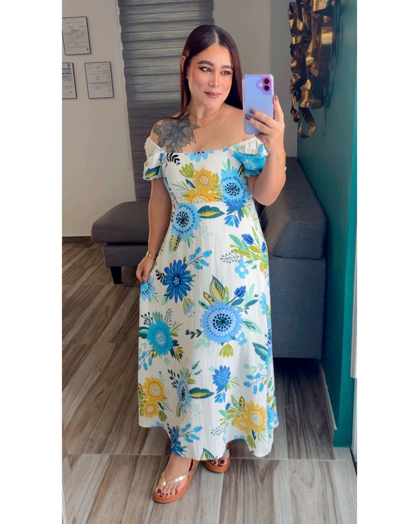 FLOWERS MIDI DRESS