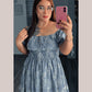 VESTIDO MIDI FLORES BORDADAS